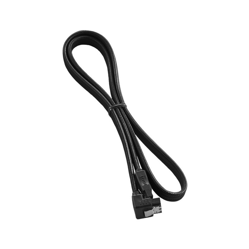 CableMod ModFlex Sleeved Right Angle SATA 3 Cable (Black, 60cm) - Image 1
